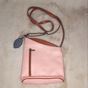 Vera Pelle Italian Made Leather Pastel Petal Pink Coquette Girl Crossbody Bag